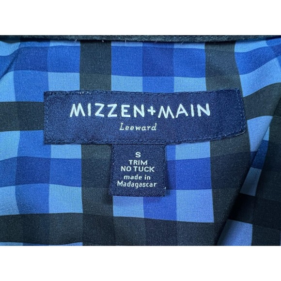 Mizzen+Main Leeward Dress Shirt Mens Small Blue Trim Fit Performance No Tuck - Picture 5 of 10